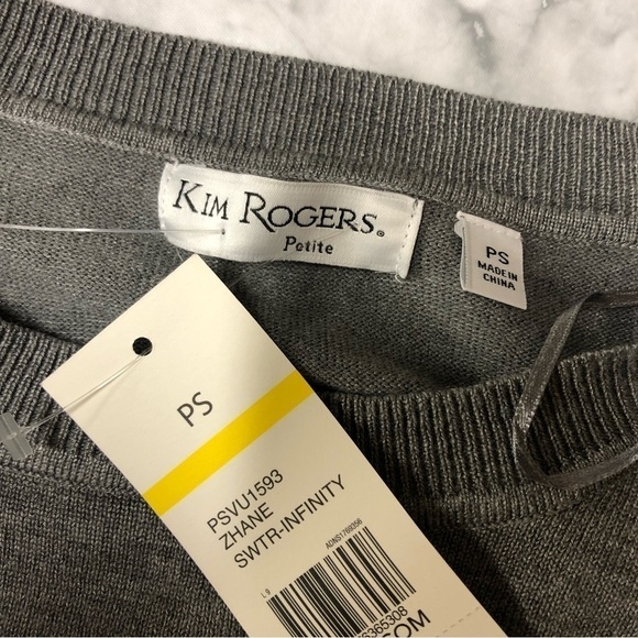 Kim Rogers Gray Sweater Contrast Cuffs and Infinity Scarf Size Small Petite NWT - Picture 4 of 7